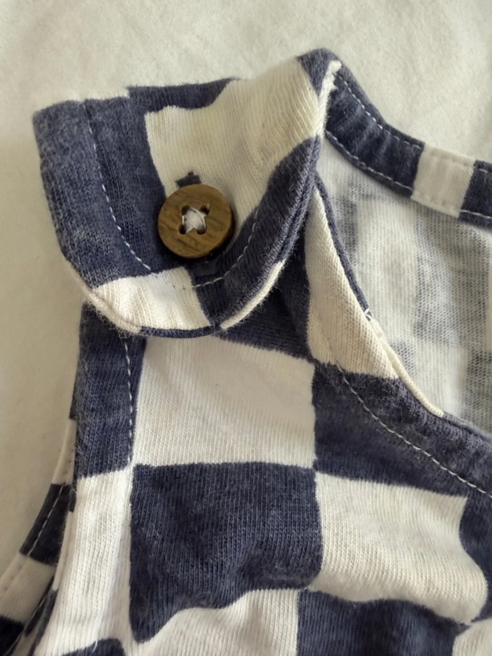 Carter's Navy Checkerboard Romper & Navy-Trim Striped Tank 2-Pack
